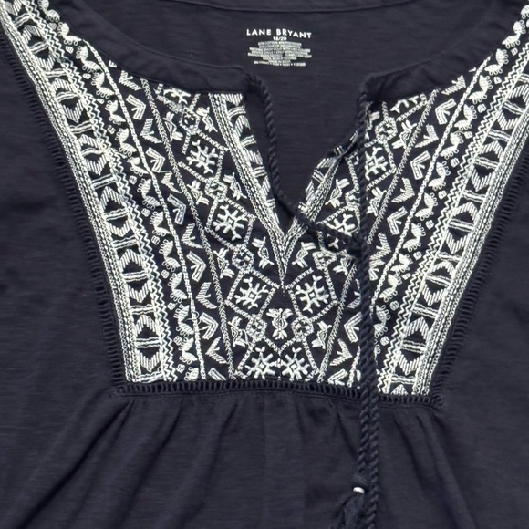 Lane Bryant Blue White Flutter Sleeve Blouse Size 18/20 Flowy Bohemian Festival - Picture 7 of 7